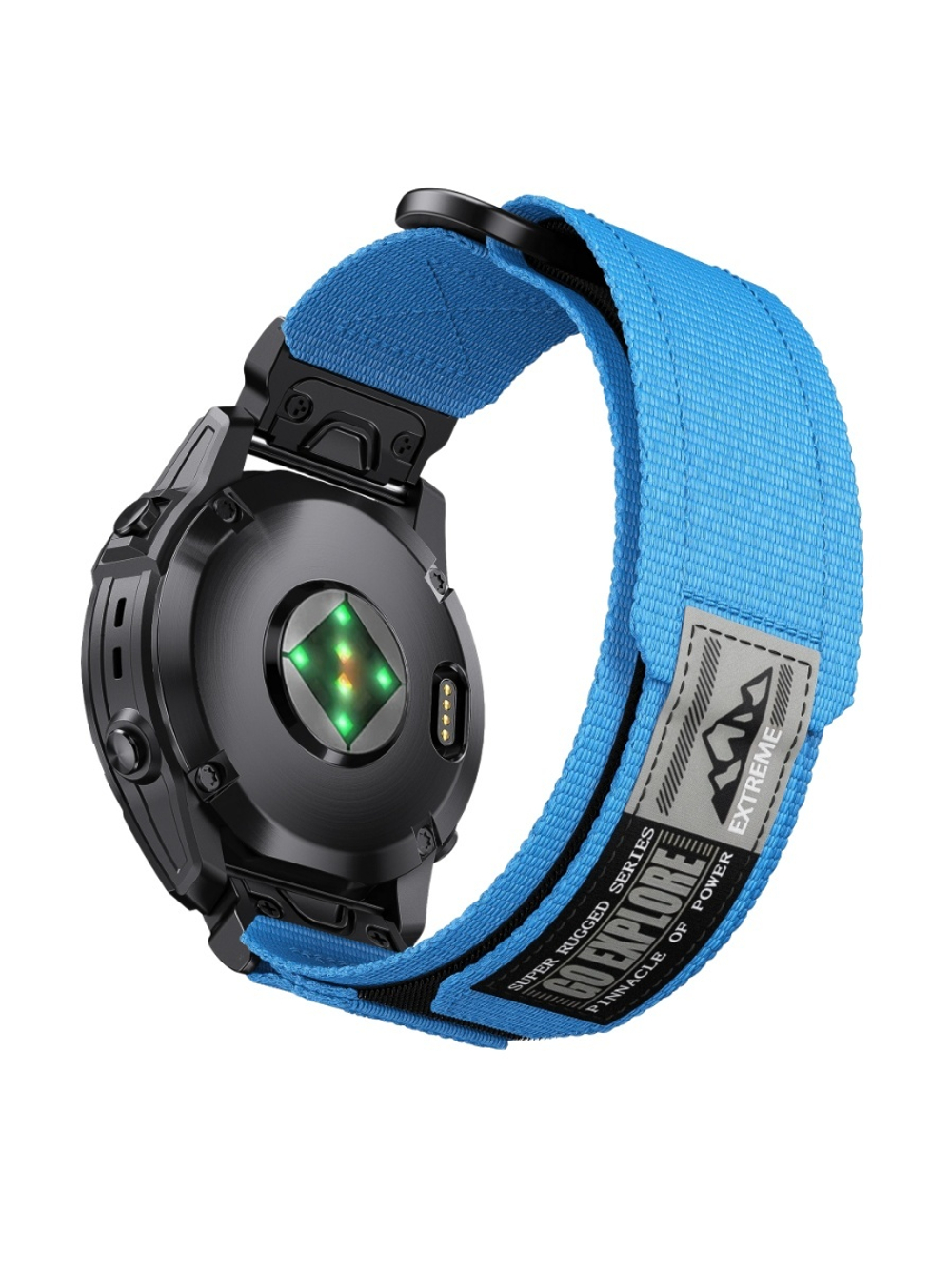 Нейлоновый ремешок 26 мм для Garmin (циферблат 51мм) QuickFit на липучке (Голубой)