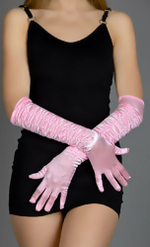 Перчатки атласные длинные розовые
