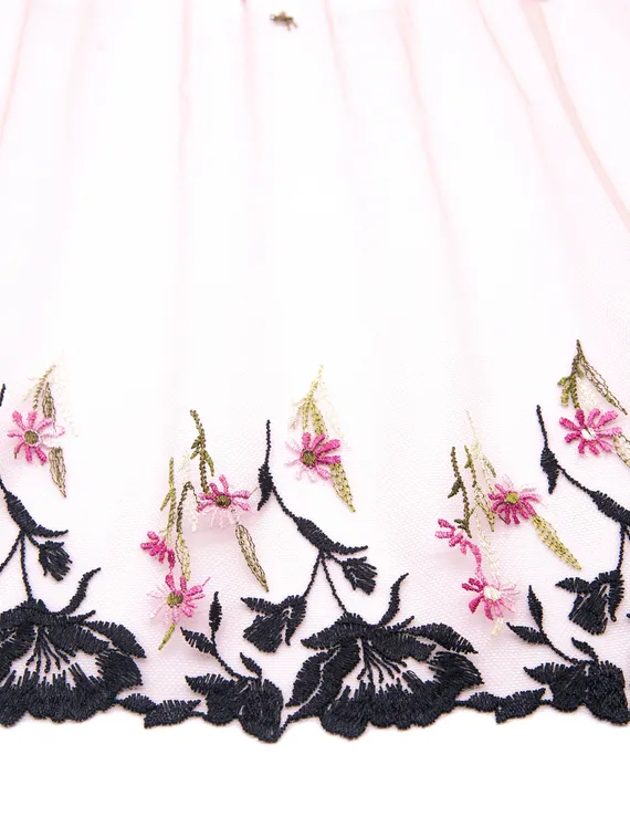 05-102 ОПТ Вышивка на неэл. сетке 21 см, кофе с молоком/черный/розовый (правая)