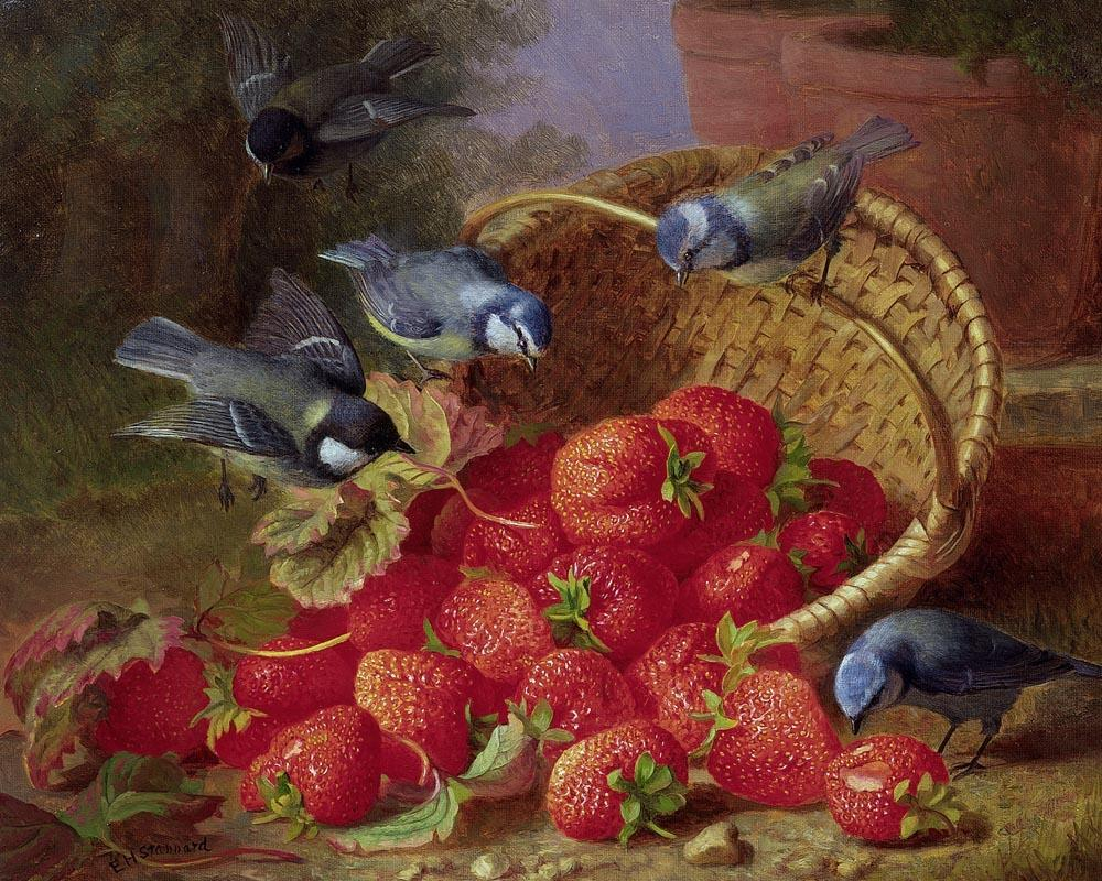 Картина Brookpace Fine Art A Feast of Strawberries With Blue Tits (45 x 37 см)