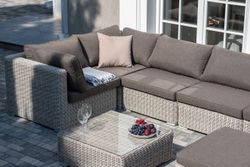 "Лунго" трансформирующаяся лаунж-зона из искусственного ротанга, цвет бежевый