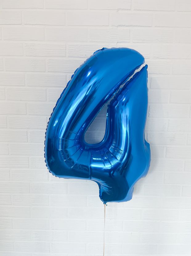 FM Шар 40" / 102 см "Цифра 4" Синий (БГ-60)