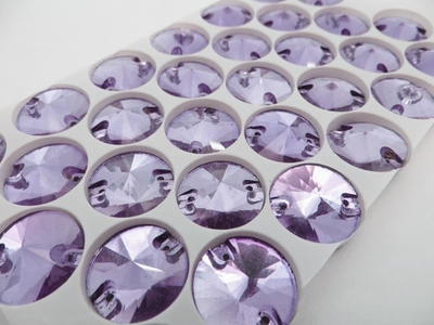 Стразы пришивные стекло Crystal риволи, Ø 14 мм, св.сиреневый