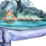 Стикер ВОЛШЕБНЫЙ КИТ изумрудное озеро