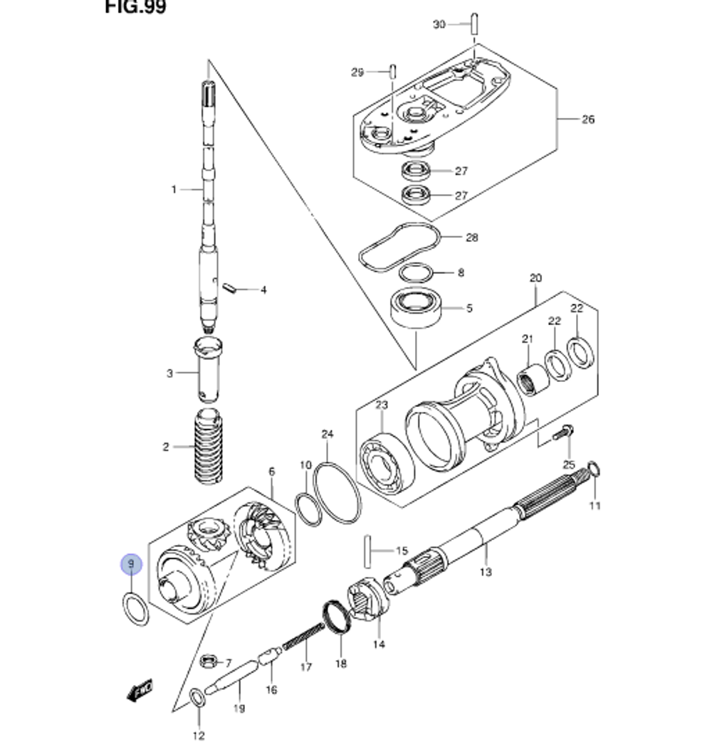 Шайба регулировочная редуктора для лодочных моторов Suzuki 09181-30190-000