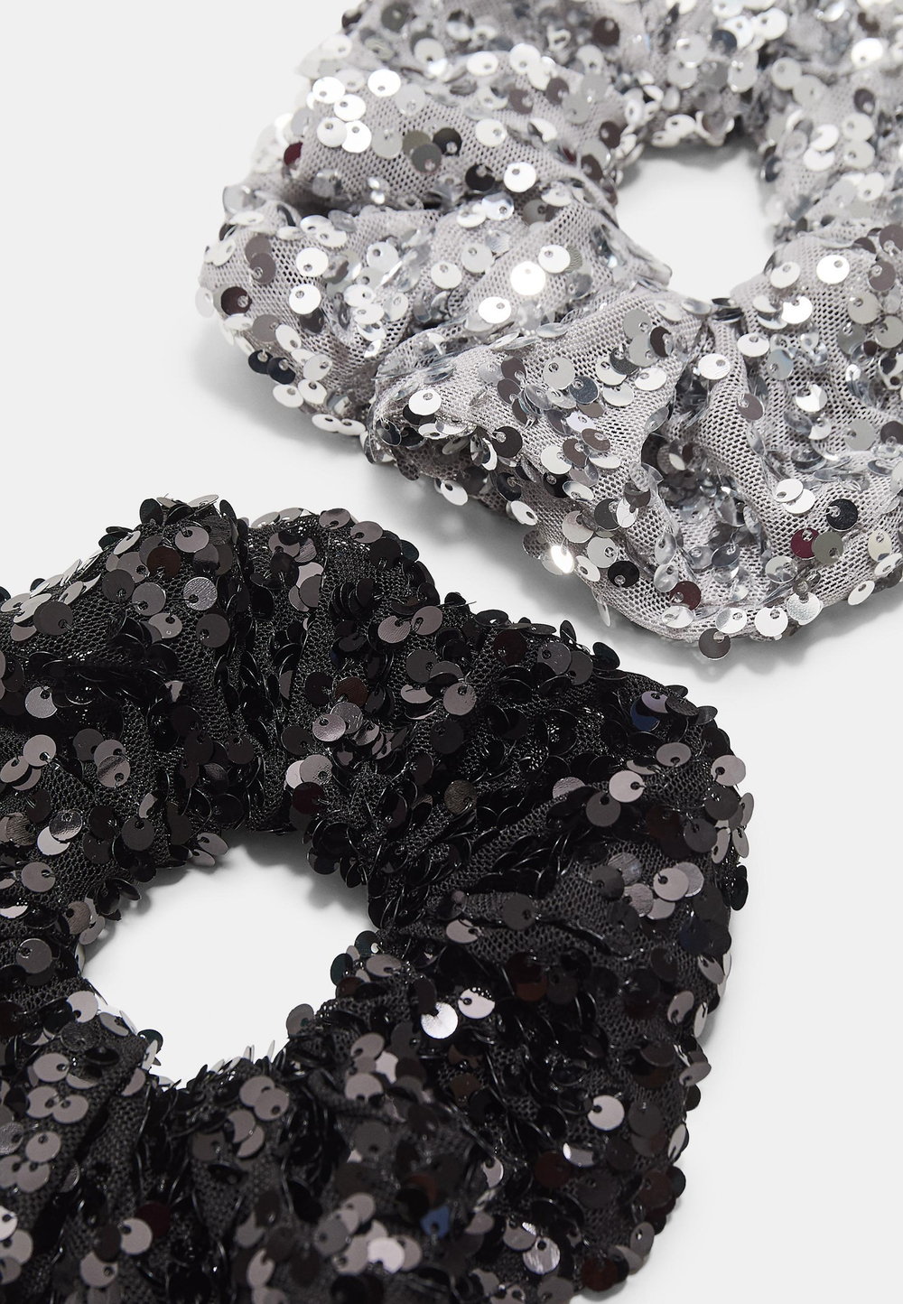 STRADIVARIUS Набор из 2 резинок для волос с пайетками, серый