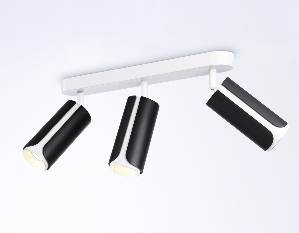 Настенно-потолочный поворотный спот со сменной лампой  TN51605/3 BK/WH черный/белый GU10/3 380*60*195