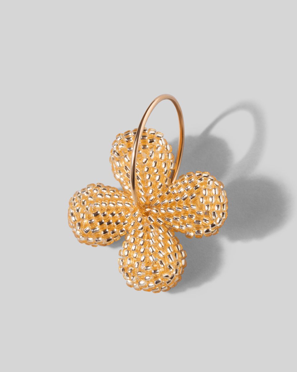 Моносерьга Beaded Flower Golden