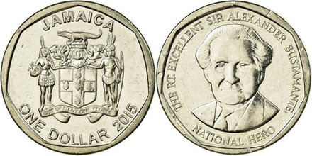 Ямайка 1 доллар, 2008-2022 Александр Бустаманте UNC