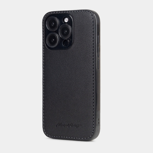 Чехол-накладка для iPhone 16 Pro из кожи теленка, черного цвета