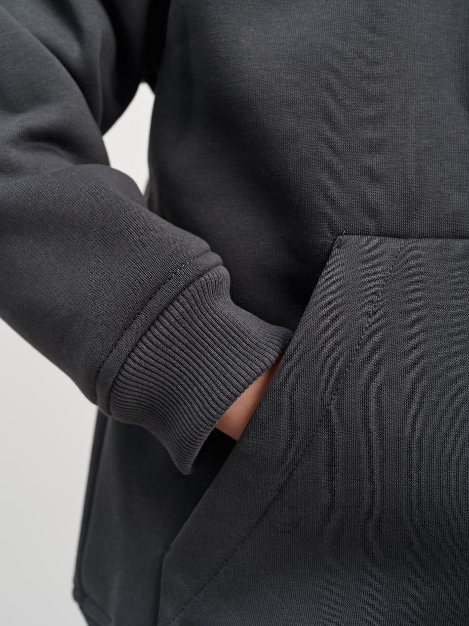 Толстовка с капюшоном для девочки  "Basic" темно-серый