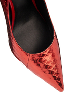 Женские туфли рептилия красные на бамбуковом каблуке