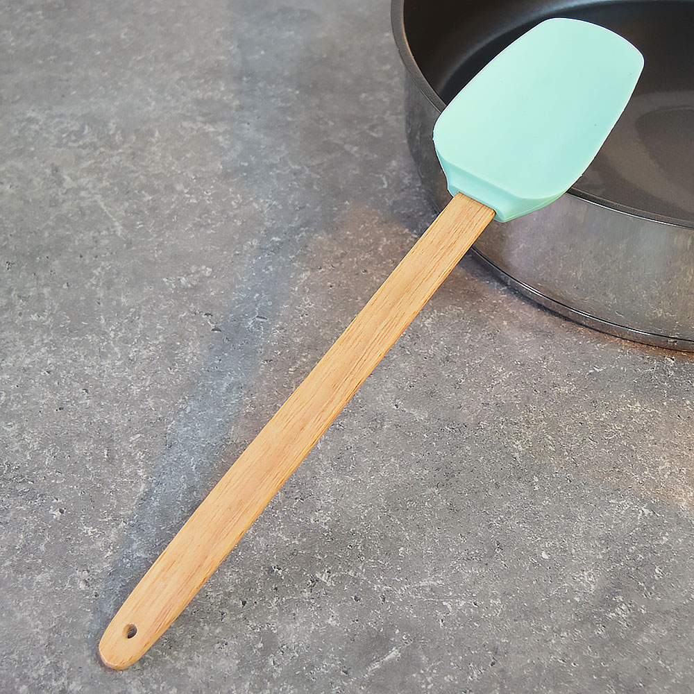 Ложка силиконовая с деревянной ручкой 27,5см, YP0539