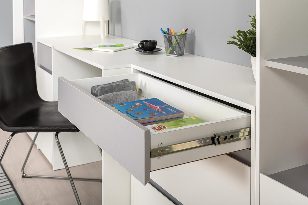 Торонто Комод 13.321 Белый PE шагрень, Стальной Серый