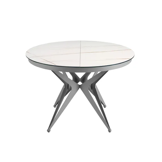 Круглый раздвижной обеденный стол 1119/MC22018DT из мраморной керамики и стали