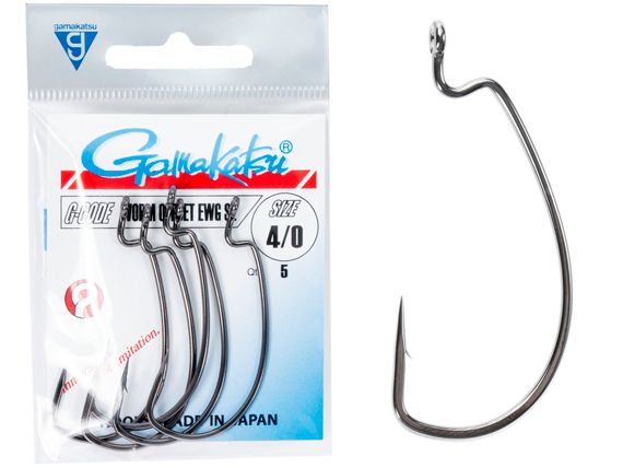 Крючки офсетные Gamakatsu WORM OFFSET EWG SL HOOKS BLACK разм. 4/0 5шт.