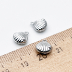 Подвеска Ракушка, цвет серебро (родий), размер 10*8,5 мм, цена за 1 шт