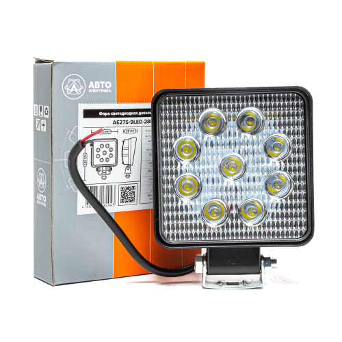 AE27S-9LED-28PC Фара светодиодная дополнительная, квадратная SLIM 110х28х140, рассеянный свет, 9 дио