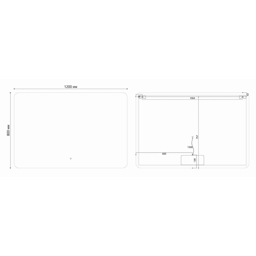 Зеркало Vincea LED VLM-3BE120 1200х800 c сенсорным выключателем и диммером