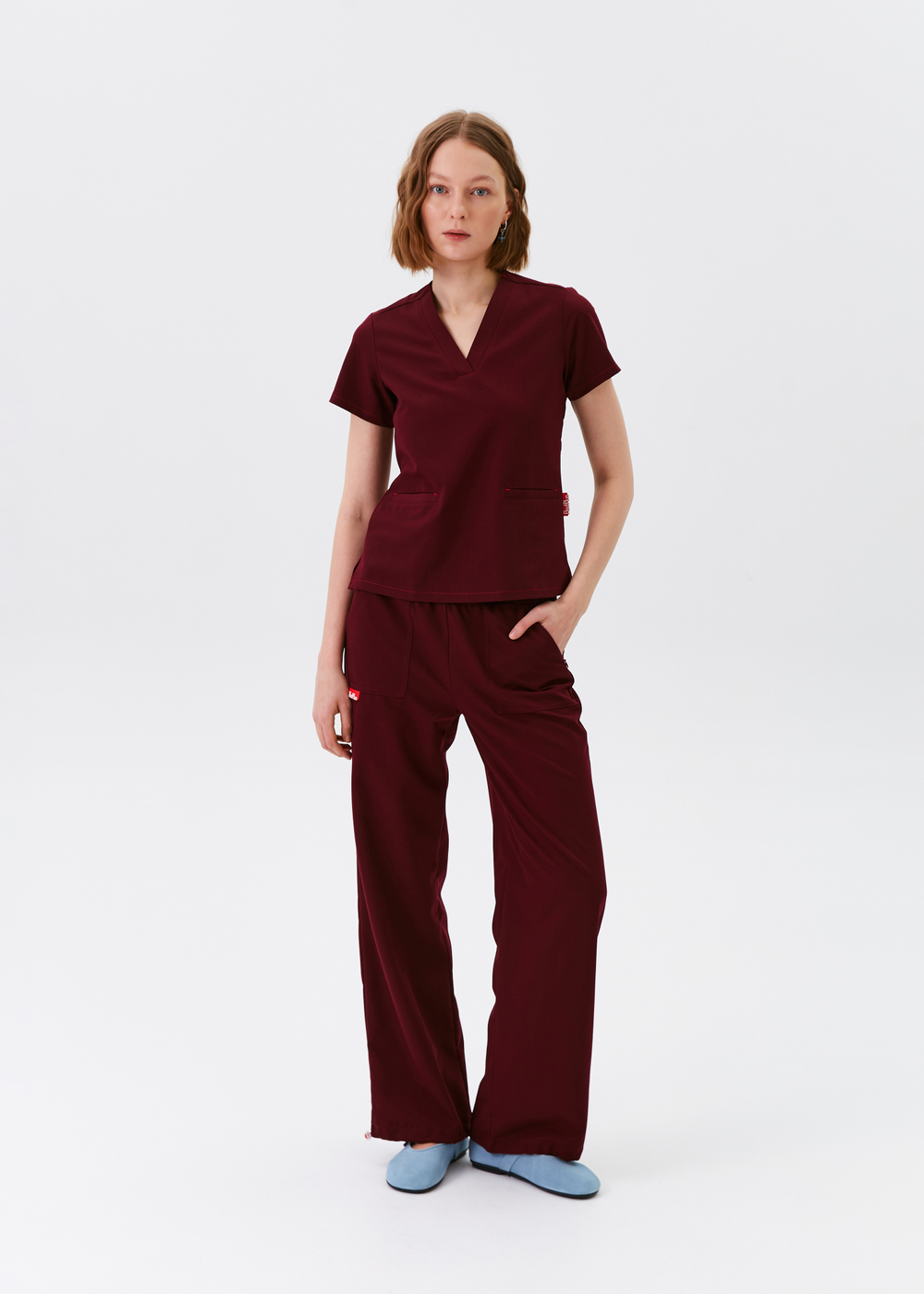 Брюки свободные медицинские женские Йошо, бордо