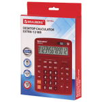 Калькулятор настольный BRAUBERG EXTRA-12-WR (206x155 мм) 12 разрядов двойное питание малиновый