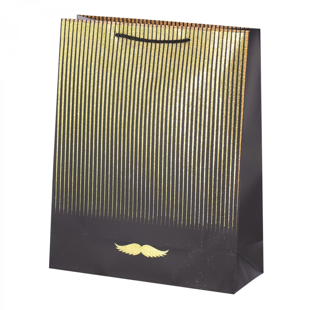 Пакет подарочный бумажный Alingar, (XL) 31х40х12 см, вертикальный, "Для него", матов. ламинация, глиттер, ассорти