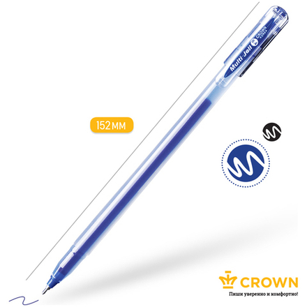Ручка гелевая Crown "Multi Jell" черная, 0,4мм, игольчатый стержень