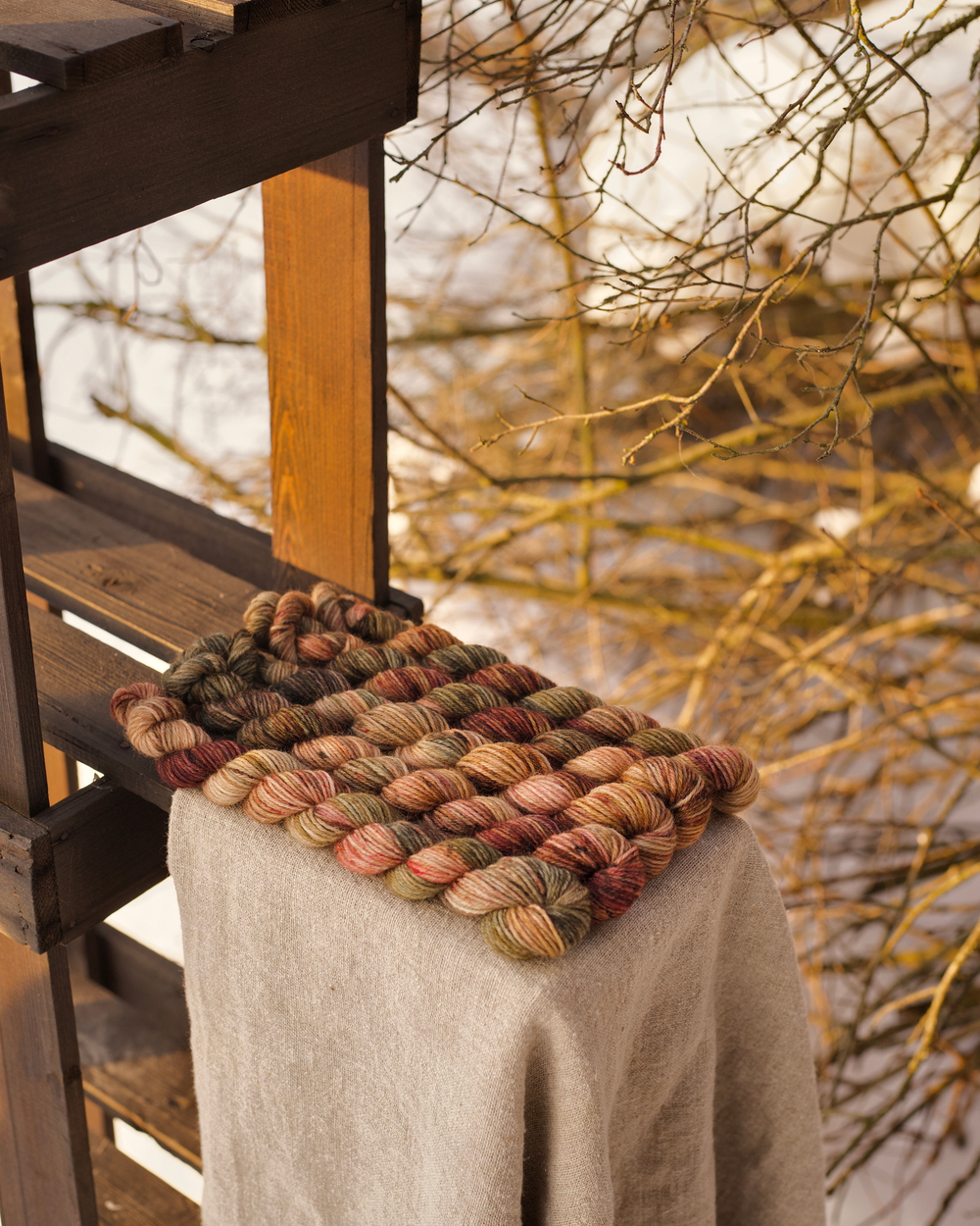 Носочная пряжа с добавлением шерсти "Сухоцвет розы" 20 г