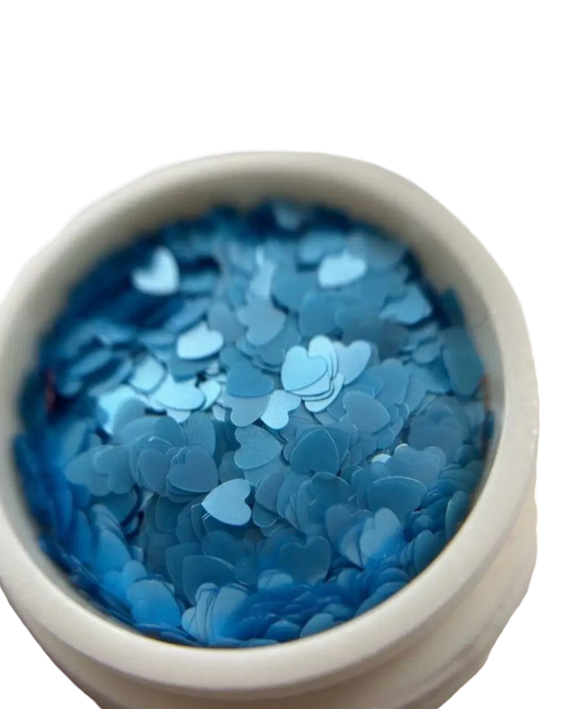 Блестки для ногтей сердечки синие