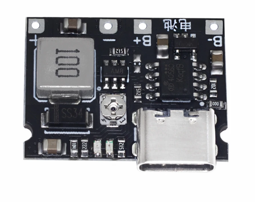 TP4056 зарядная плата Li-ion c повышающим преобразователем (4.2 - 28V) , TYPE-C Black