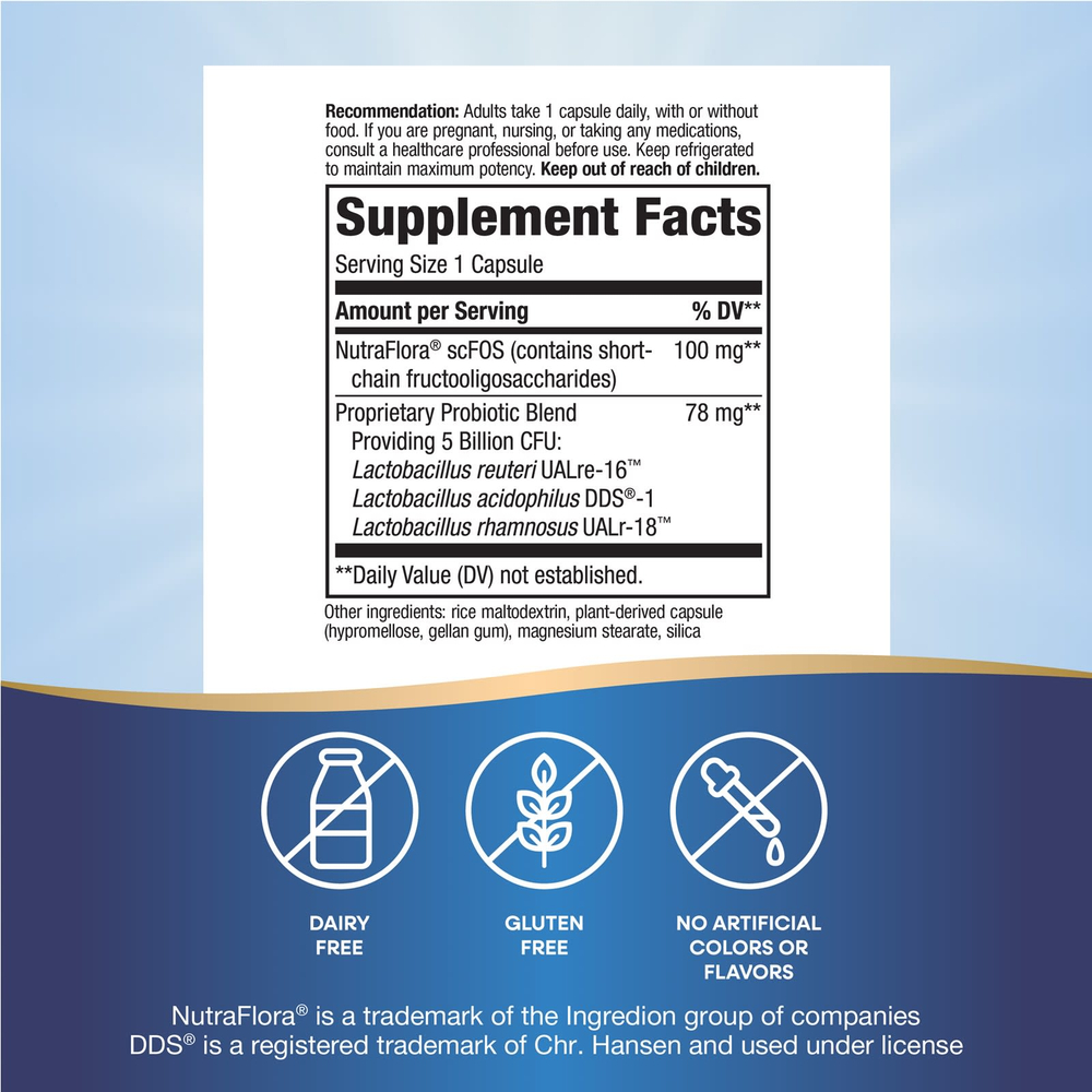 Nature's Way, Primadophilus® Reuteri, пробиотик, 5 млрд КОЕ, 30 капсул