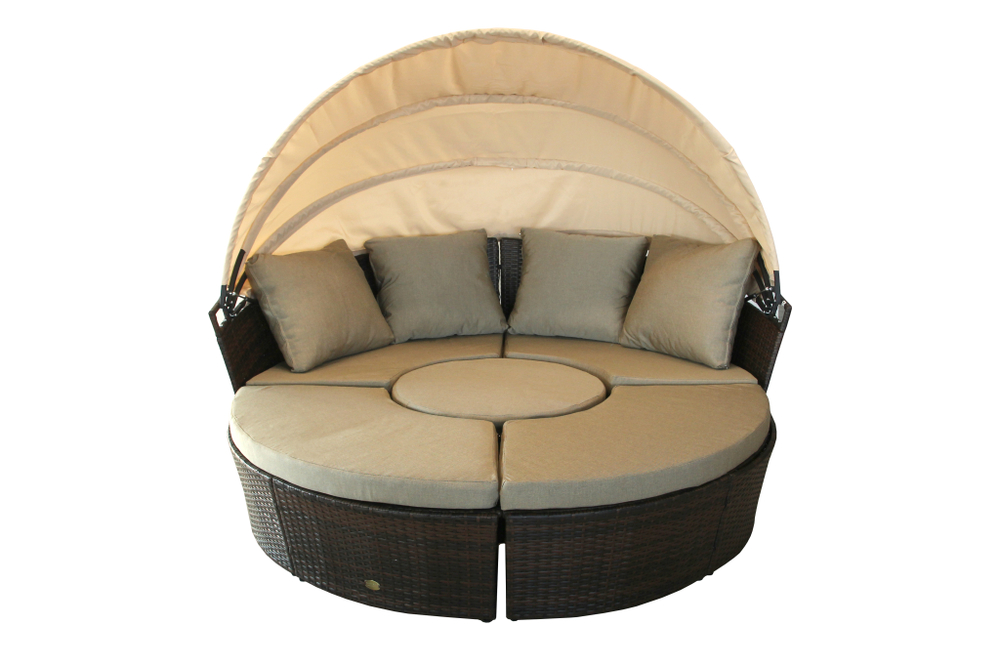 Набор мебели Ракушка арт.SFS088 коричневый, бежевый 2 кор.(ротанг темно-коричневый, подушки бежевые) "Garden story"