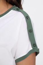 Блуза Далия (бело-оливковая) Б13805-20М LT Collection