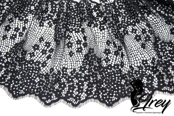 01-50 Кружево шантильи 22 см, черный 170