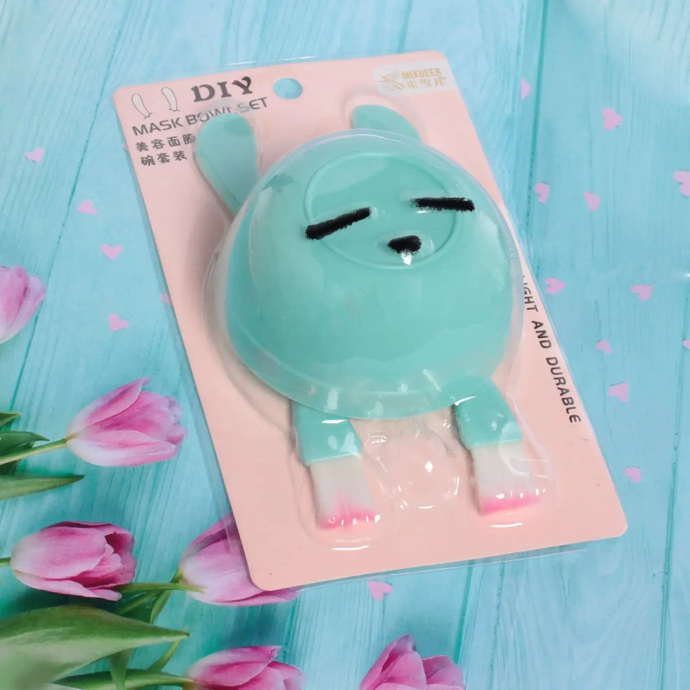 Набор косметический «Beauty», две кисти и чаша, цвет мятный, 15,5*2см