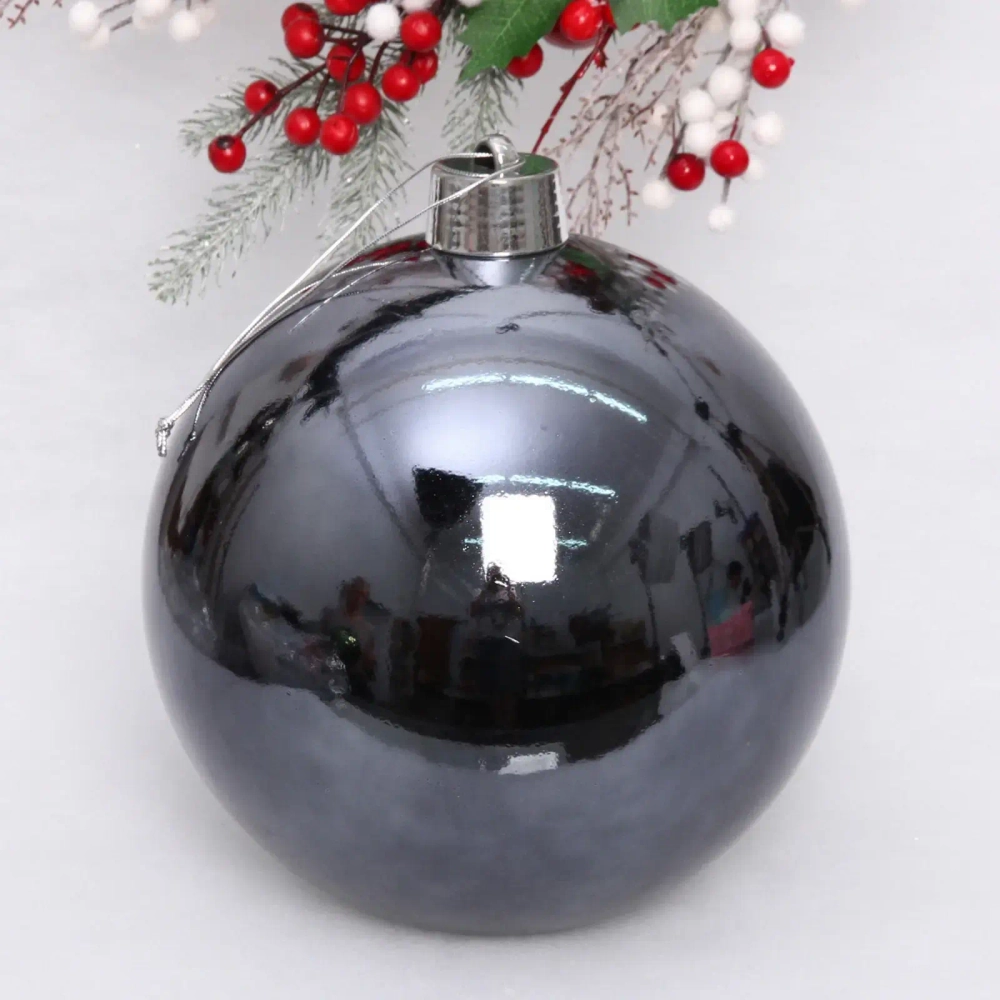 Новогодний шар 25 см «Глянец», графит