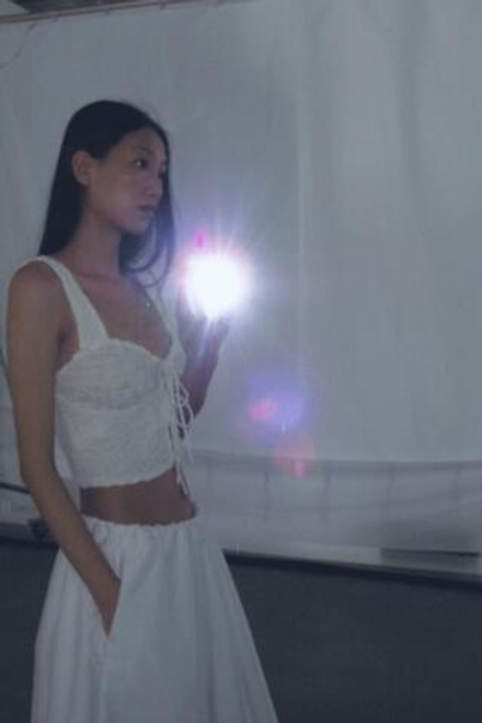 ZARA ТОП ИЗ РЕЛЬЕФНОЙ ТКАНИ С ЗАВЯЗКАМИ, ЖЕЛТОВАТО-БЕЛЫЙ