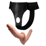 Женский страпон с вагинальной пробкой-фаллосом - 18 см.