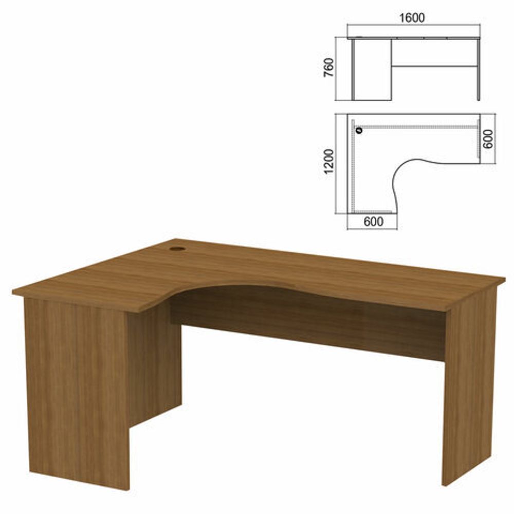Стол компактный &quot;Арго&quot;, 1600х1200х760, левый, орех (КОМПЛЕКТ)