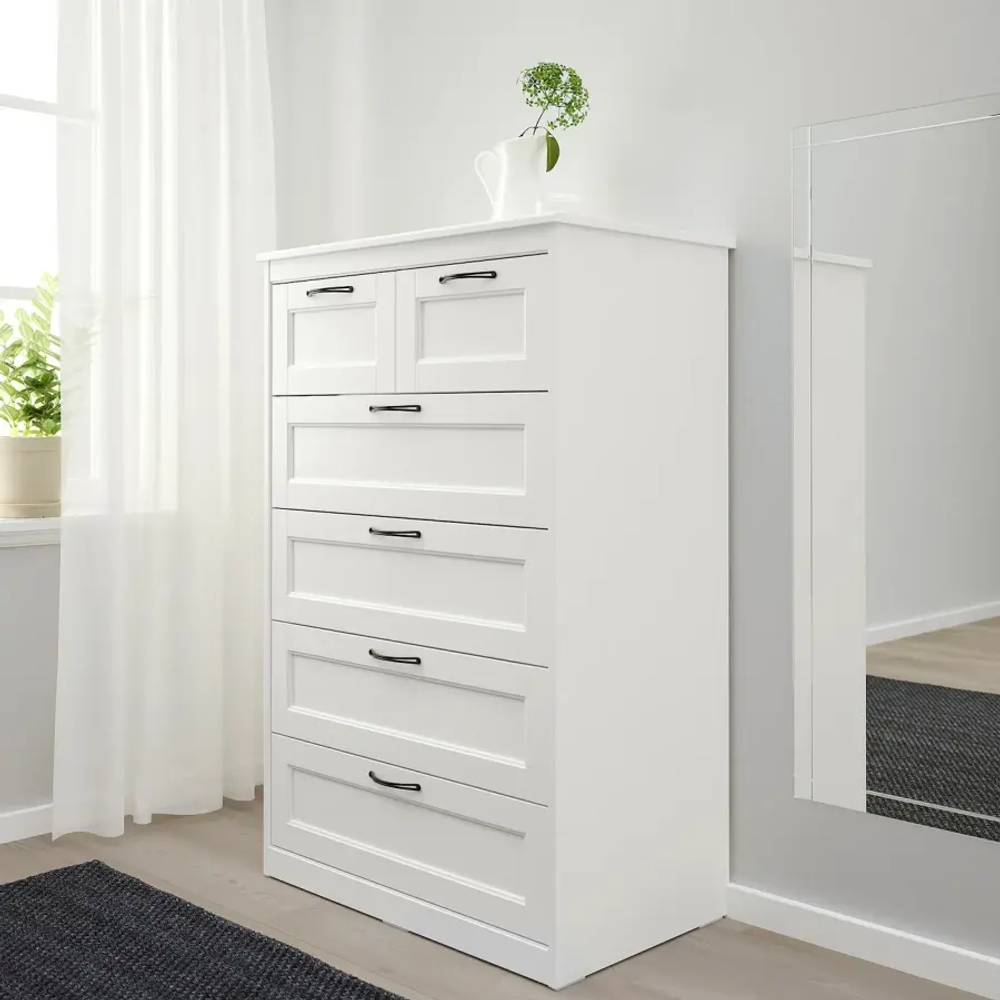 Комод с 6 ящиками - IKEA SONGESAND/СОНГЕСАНД ИКЕА, 50х82х126 см, белый