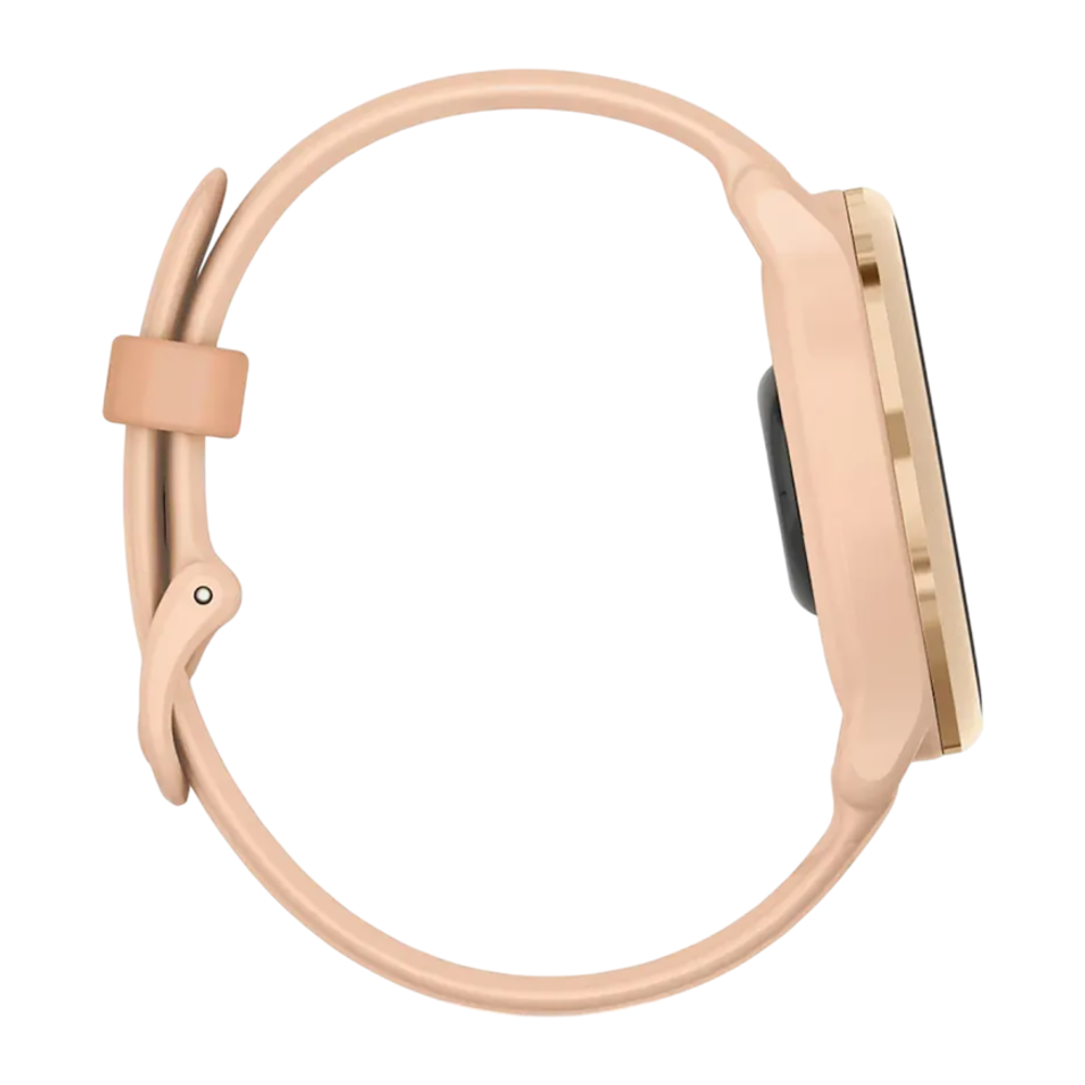 Фитнес-трекер Garmin vivoactive 6, силиконовый ремешок цвета «розовый рассвет» Безель цвета «розовый рассвет», AMOLED-дисплей с Gorilla Glass 3. Ремешок с классической застёжкой — на запястье обхватом 125–190 мм