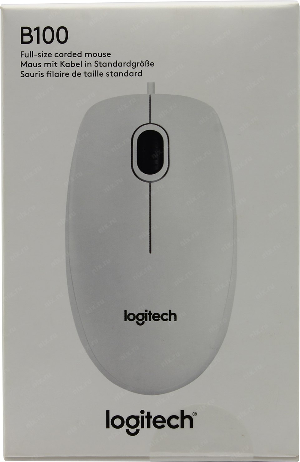 Logitech Optical Mouse B100 White (OEM) USB 3btn+Roll < 910-003360 >