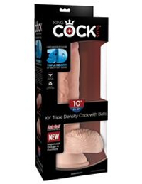 Телесный фаллоимитатор на присоске 10  Triple Density Cock with Balls - 26,7 см.