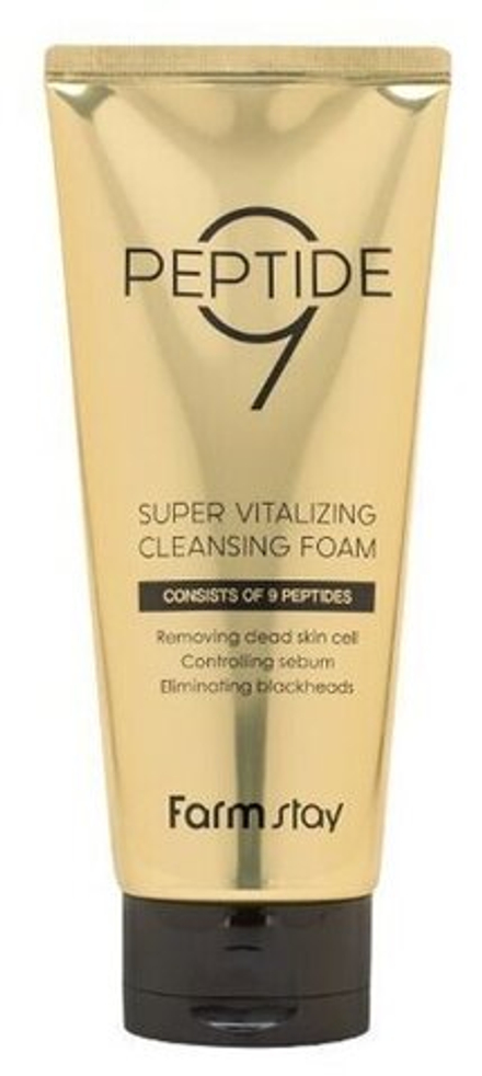 Пенка омолаживающая Farmstay Peptide 9 Super Vitalizing Cleansing Foam, 180 мл