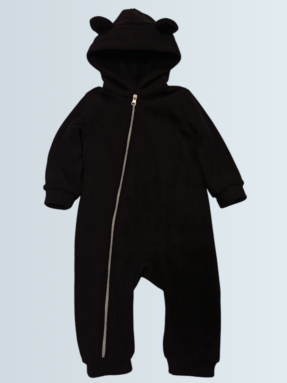11414 Комбинезон детский с ушками флисовый черный (52-92)