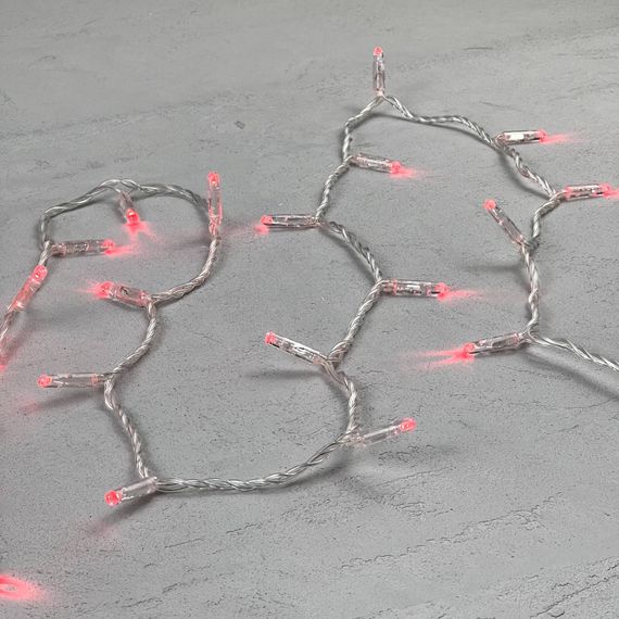 Светодиодная гирлянда с колпачком 100 красных LED ламп 10 м., 220-230 В., прозрачный провод ПВХ, IP65, LTC (PST100CAP-10-2R)