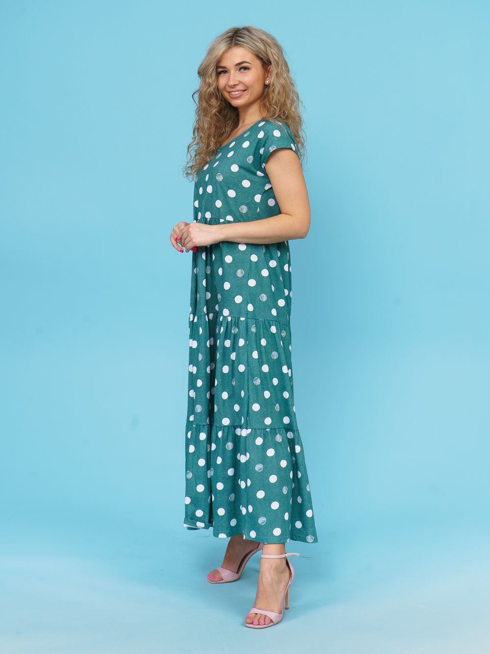 824 Платье "Горох/хаки" SveTekst (Акция)