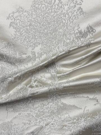 Жаккард шелк с ацетатом серебристый с китайским рисунком