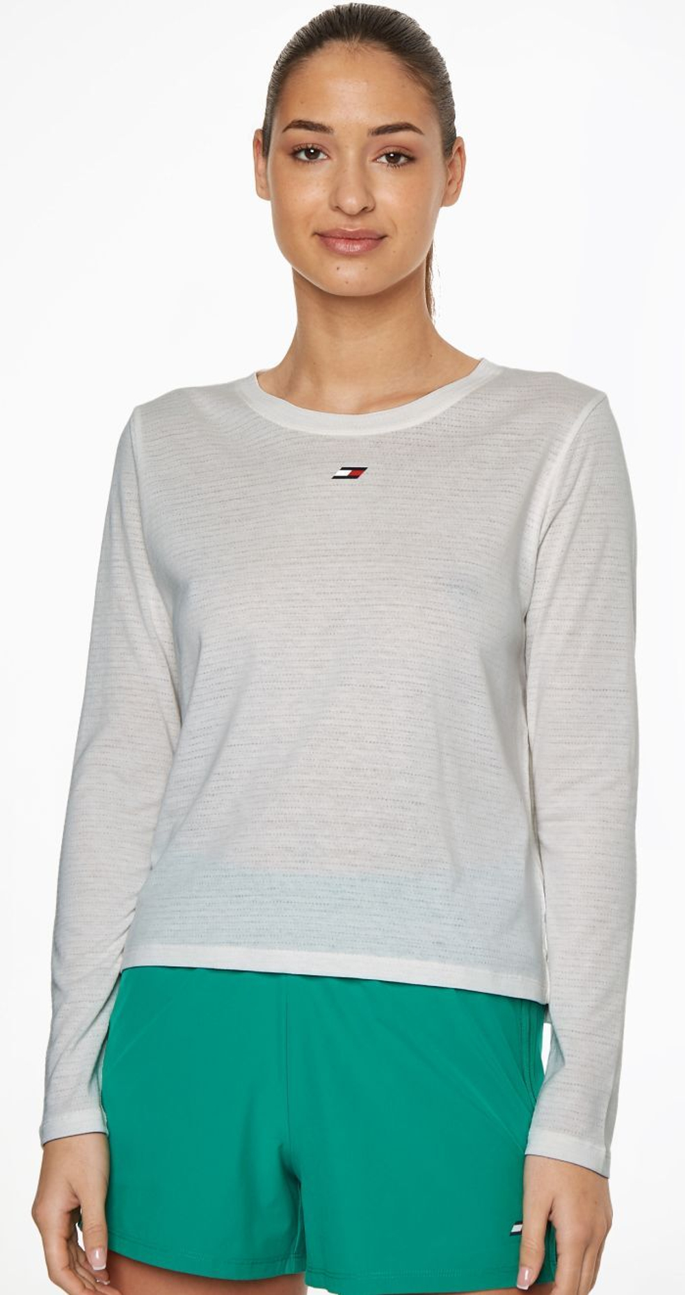 Женская теннисная футболкаTommy Hilfiger Long Sleeve Mesh Tee - White