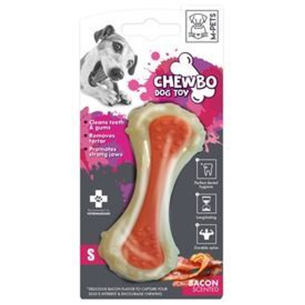 M-PETS Игрушка для собак Кость, вкус бекона, нейлон, размер S, 10,4 см